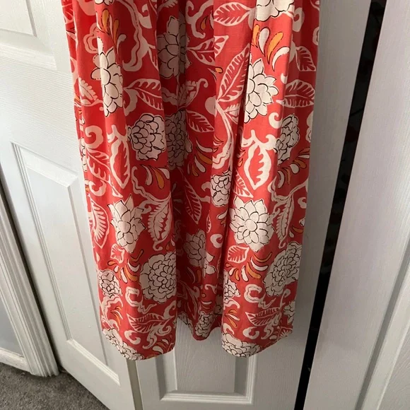 Zara Coral and Cream Floral Dress - Picture 7 of 13